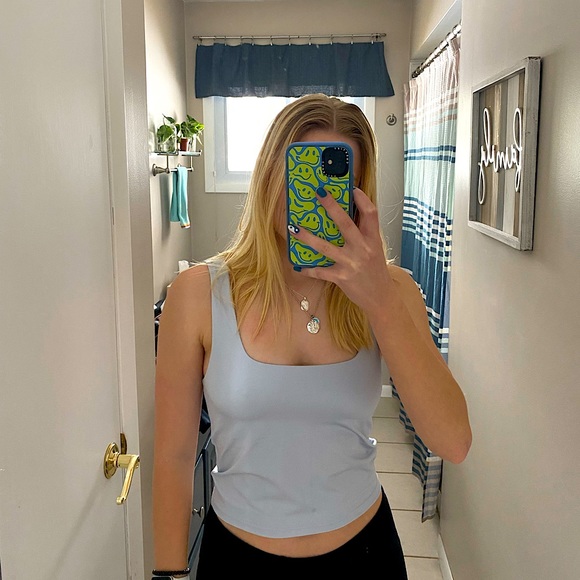 Fabletics, crop workout top, light bluey gray, size S - Picture 1 of 5